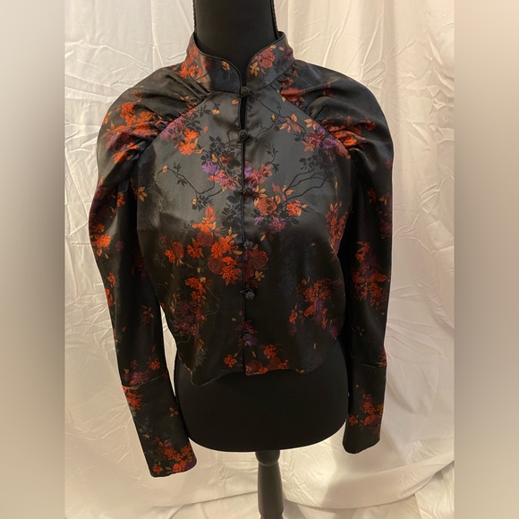 Zara Tops - Zara Black Floral Satin Blouse